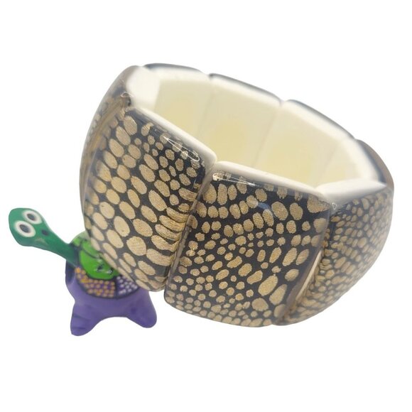 Snake Skin Pattern Enamel Stretch Bracelet - Picture 1 of 4